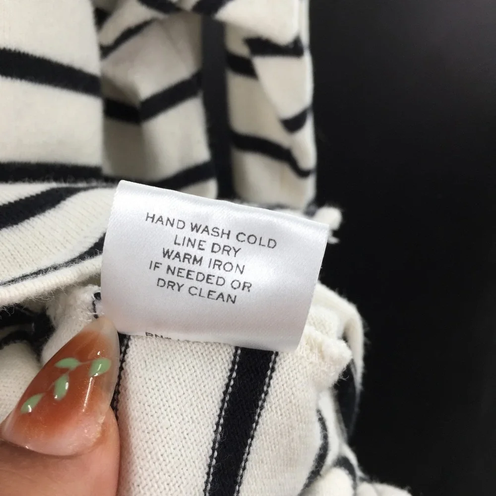 Hatch 100 cotton white black stripe chore pocket tunic Top long sleeve shirt 3 L
